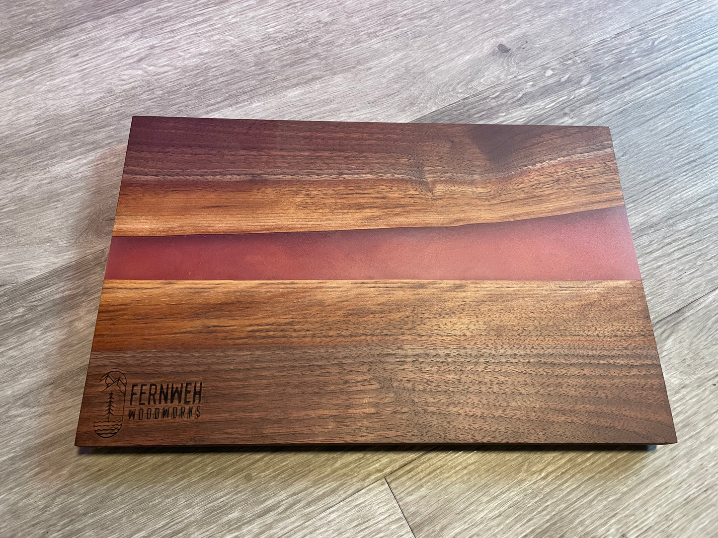 Walnut / Dark Pink Live Edge Resin Charcuterie Board