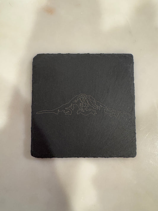 Rainier Outline Slate Coaster (Version 2)