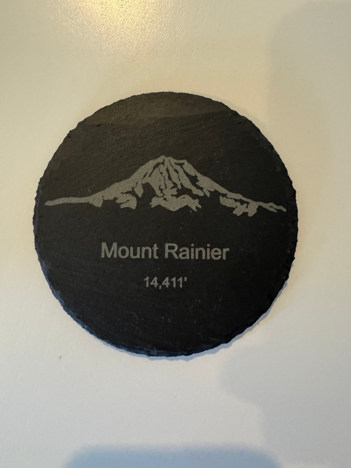 Rainier Snow Slate Coaster (Round)