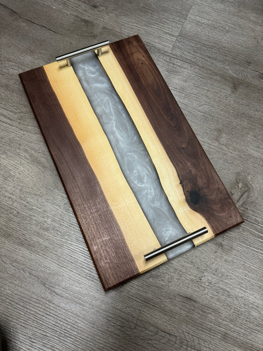 Walnut / White Live Edge Resin Charcuterie Board