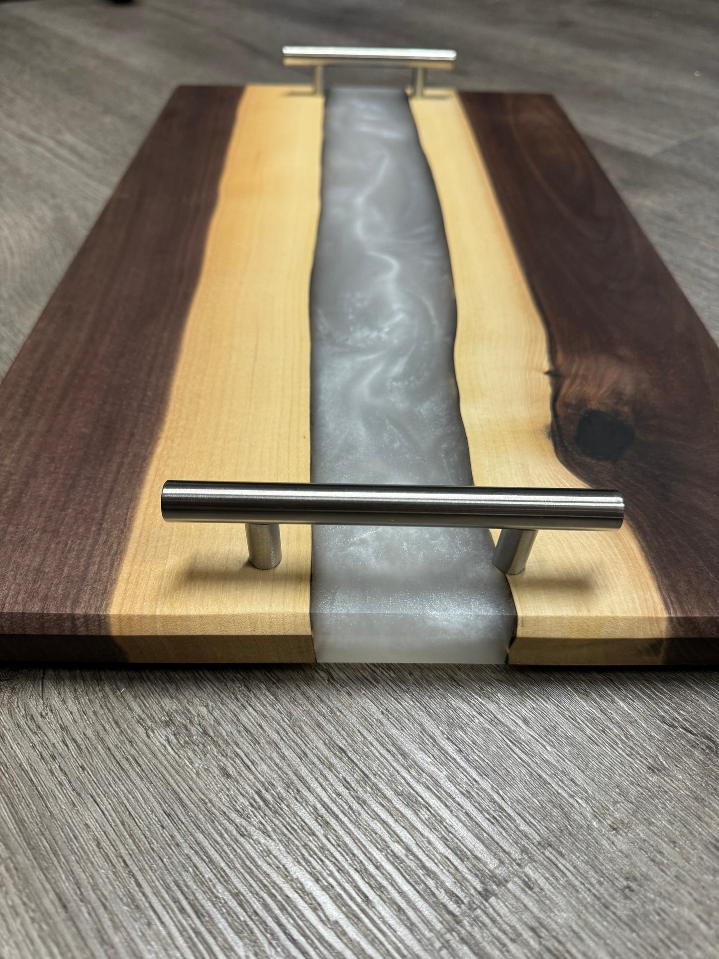 Walnut / White Live Edge Resin Charcuterie Board