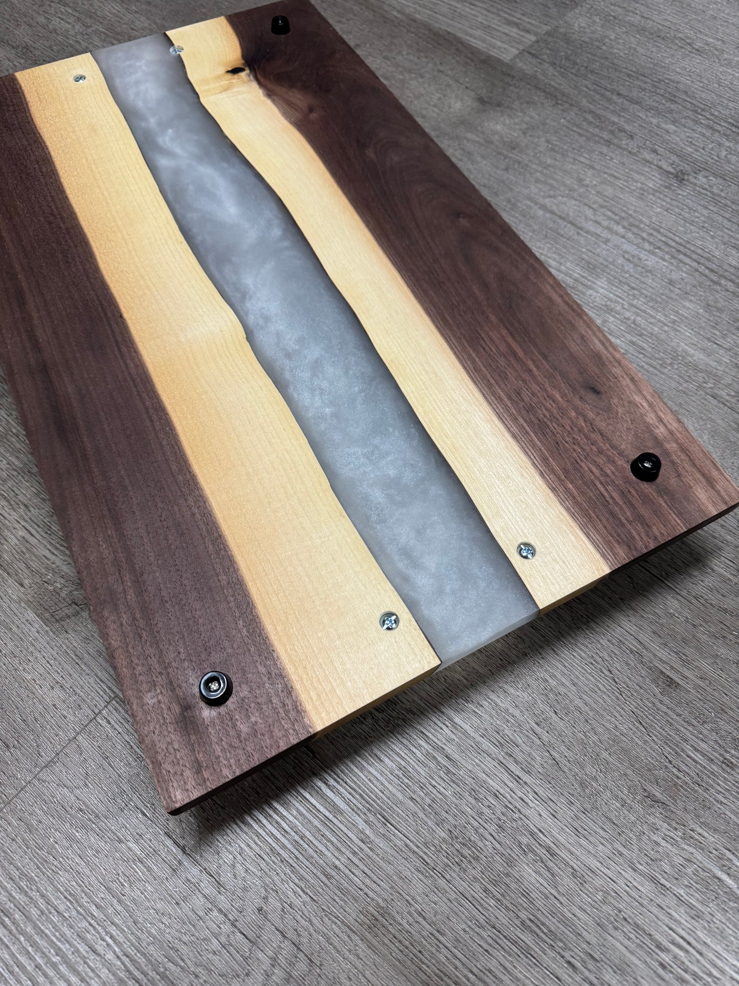 Walnut / White Live Edge Resin Charcuterie Board