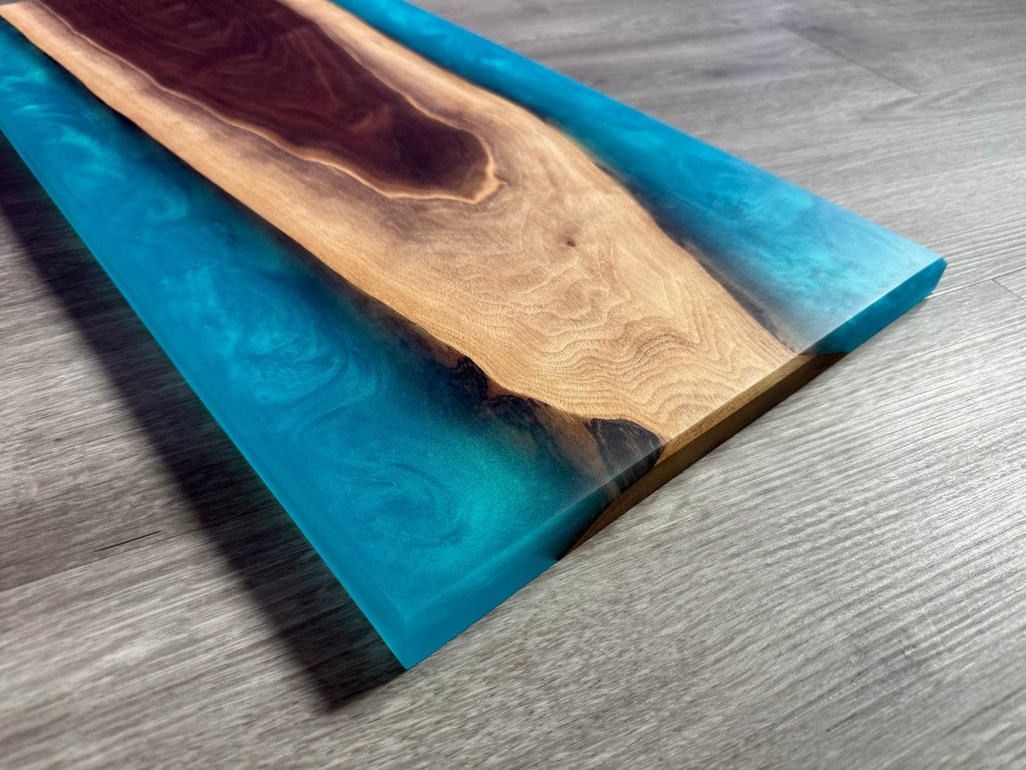 Walnut / Turquoise Live Edge Resin Charcuterie Board - The Longneck