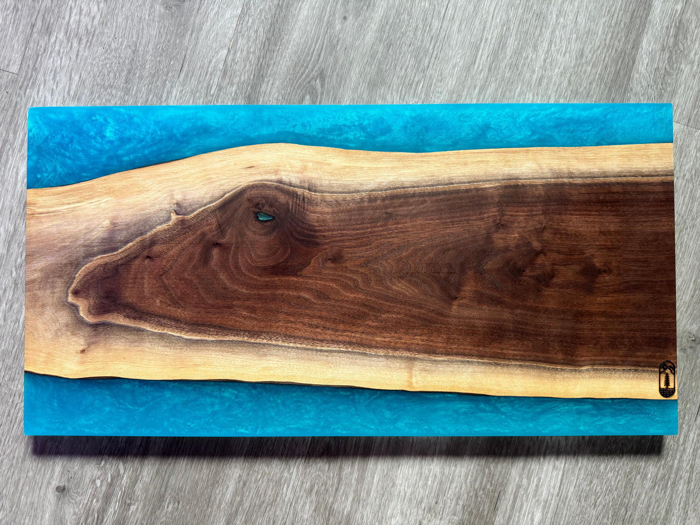 Walnut / Turquoise Live Edge Resin Charcuterie Board - The Longneck