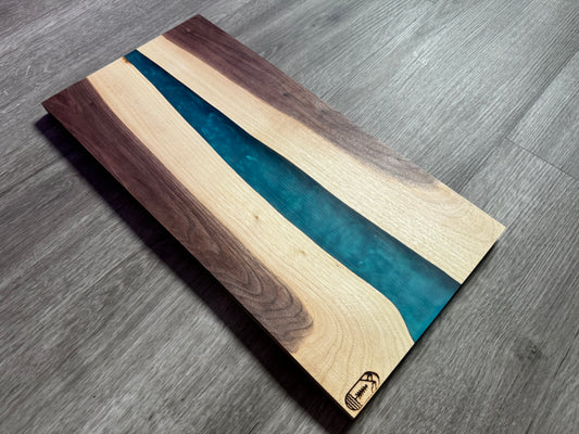 Walnut / Turquoise Live Edge Resin Charcuterie Board