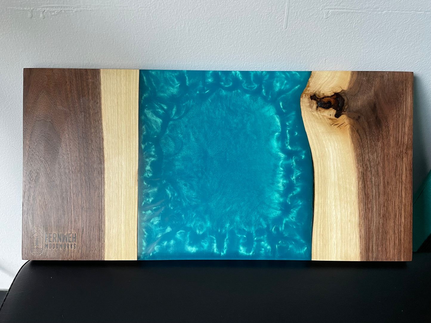 Walnut / Turquoise Live Edge Resin Charcuterie Board