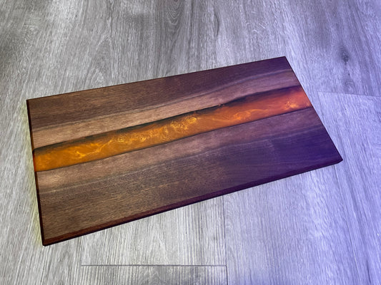 Walnut / Orange Live Edge Resin Charcuterie Board