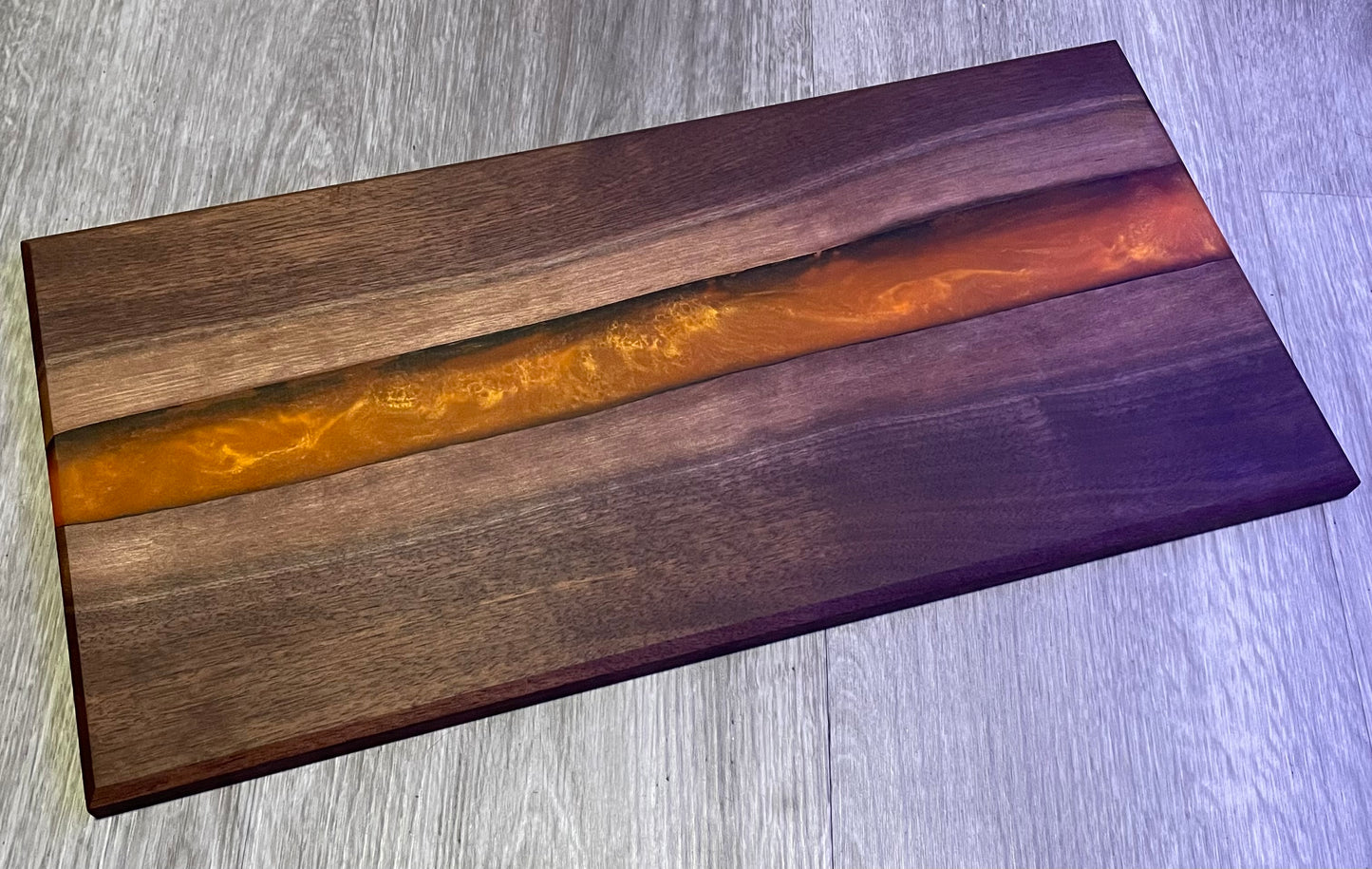 Walnut / Orange Live Edge Resin Charcuterie Board