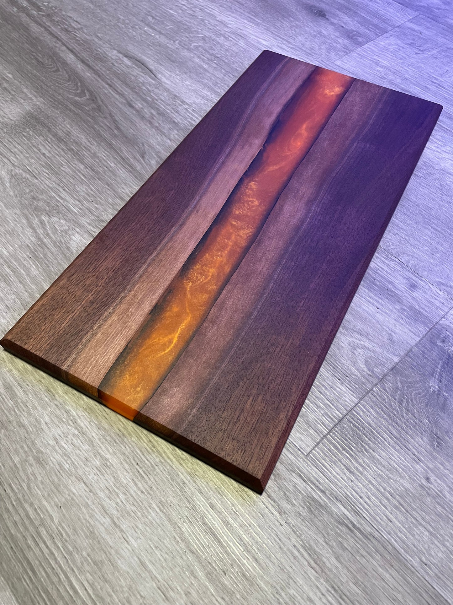 Walnut / Orange Live Edge Resin Charcuterie Board