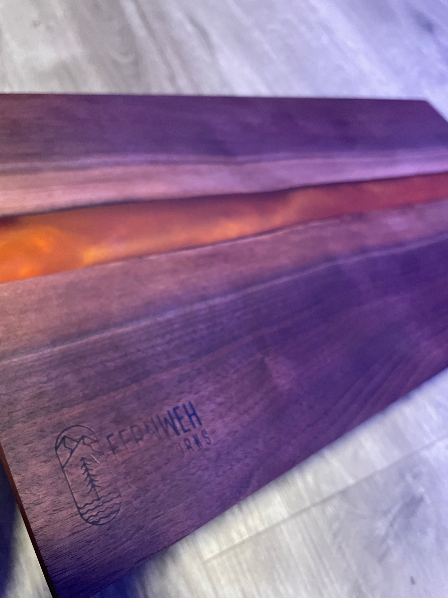 Walnut / Orange Live Edge Resin Charcuterie Board