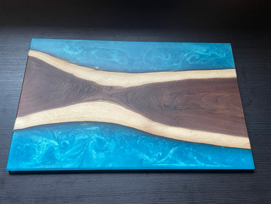 Walnut / Turquoise Live Edge Resin Charcuterie Board