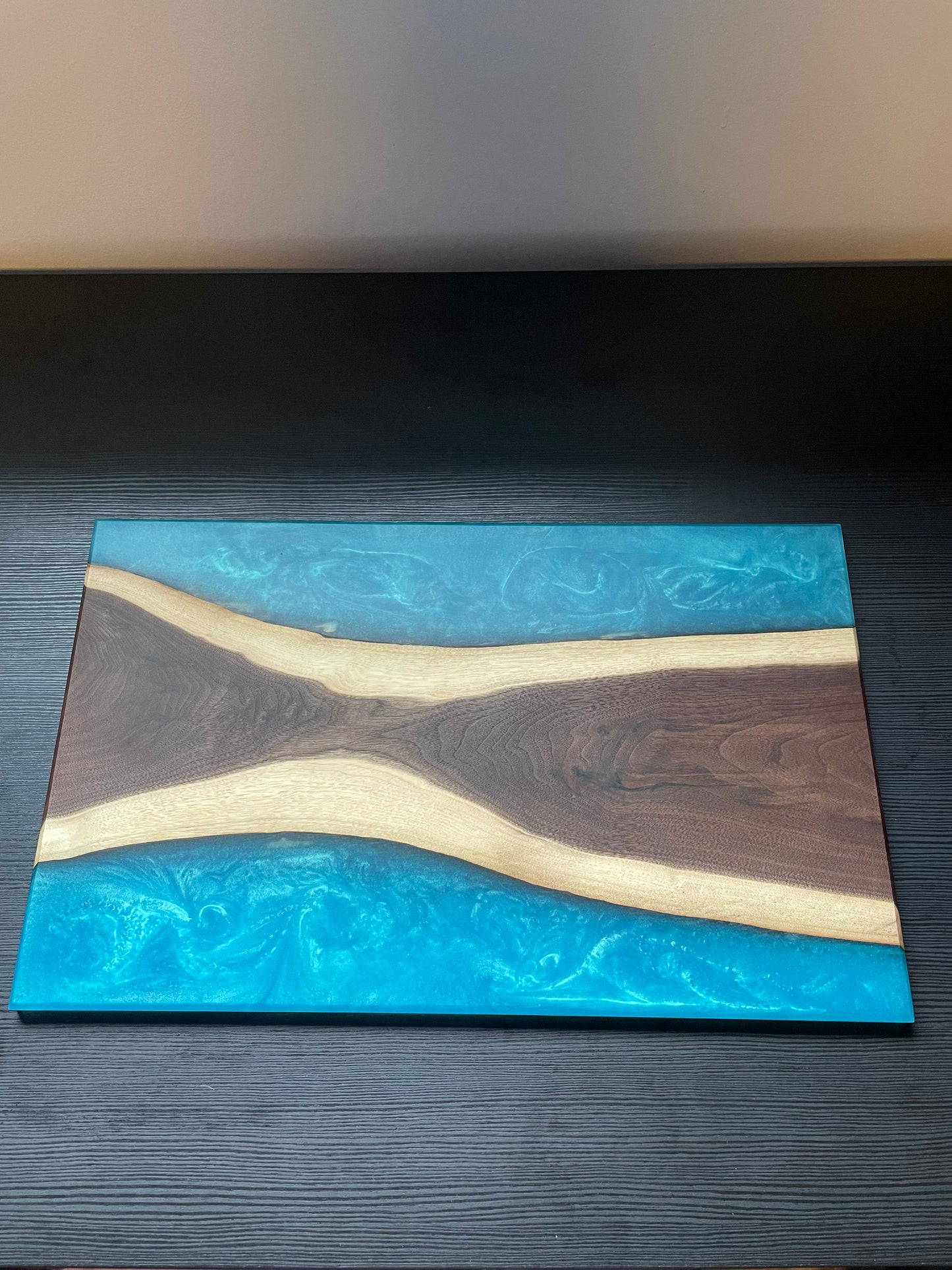 Walnut / Turquoise Live Edge Resin Charcuterie Board