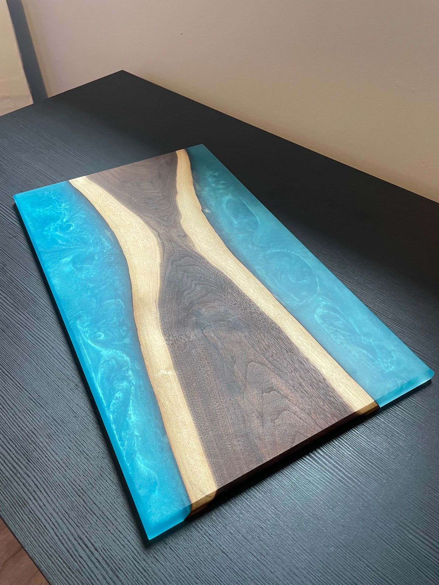 Walnut / Turquoise Live Edge Resin Charcuterie Board