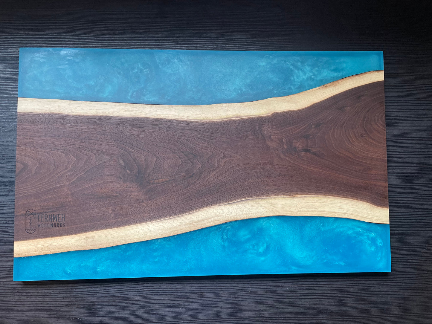 Walnut / Turquoise Live Edge Resin Charcuterie Board