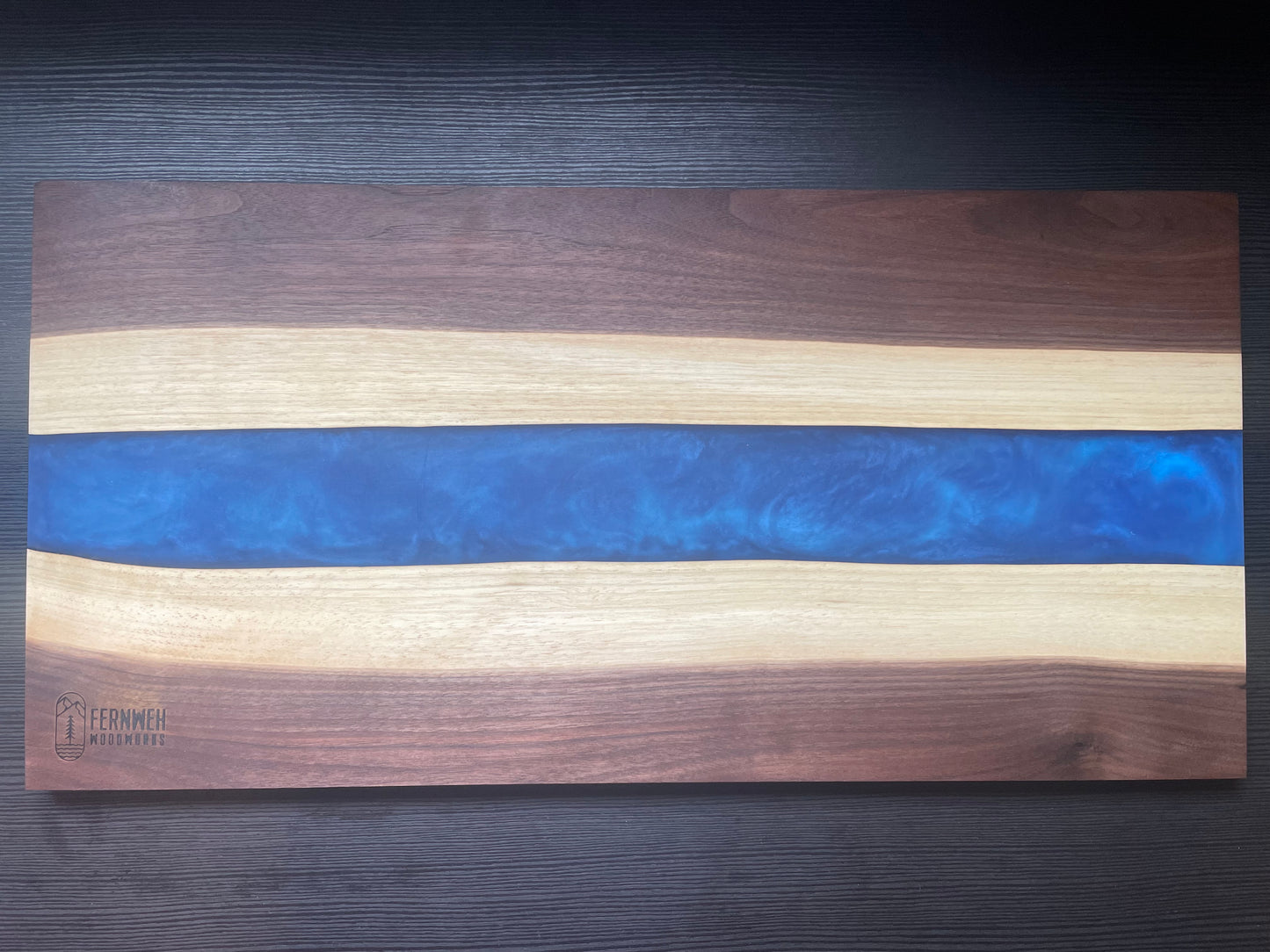 Walnut / Blue Live Edge Resin Charcuterie Board