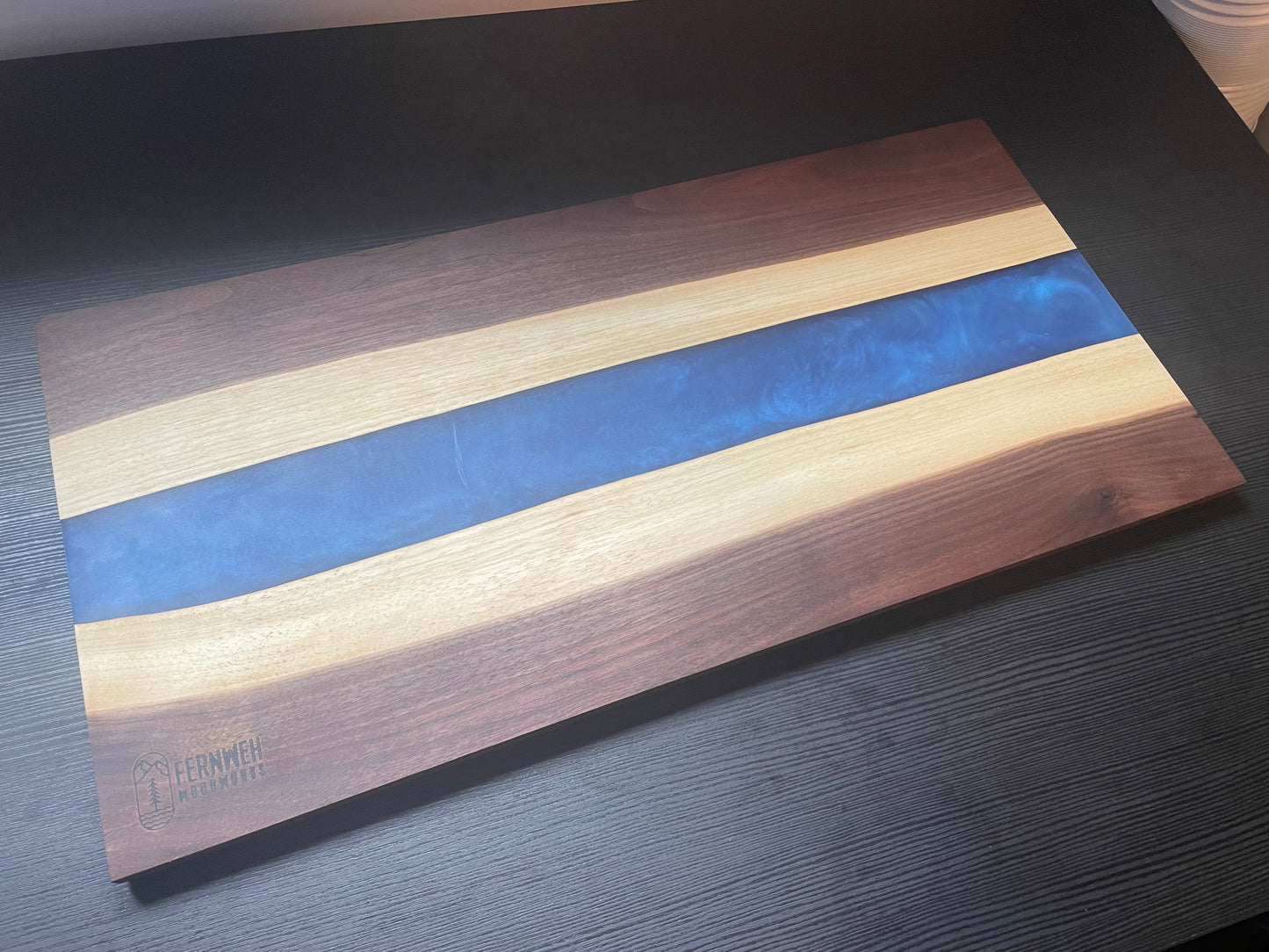 Walnut / Blue Live Edge Resin Charcuterie Board