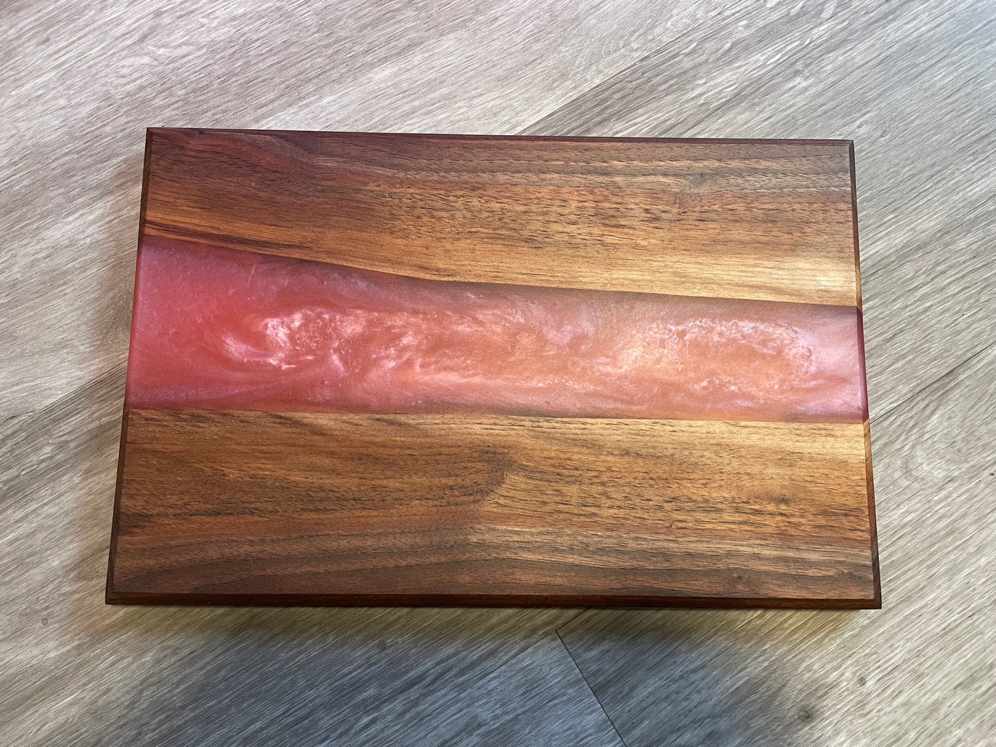 Walnut / Dark Pink Live Edge Resin Charcuterie Board