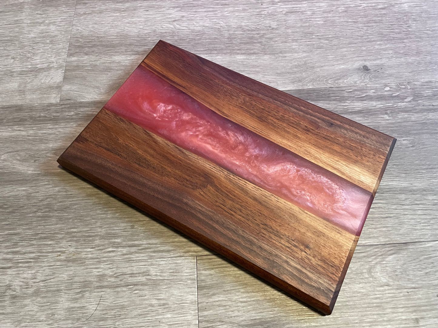 Walnut / Dark Pink Live Edge Resin Charcuterie Board