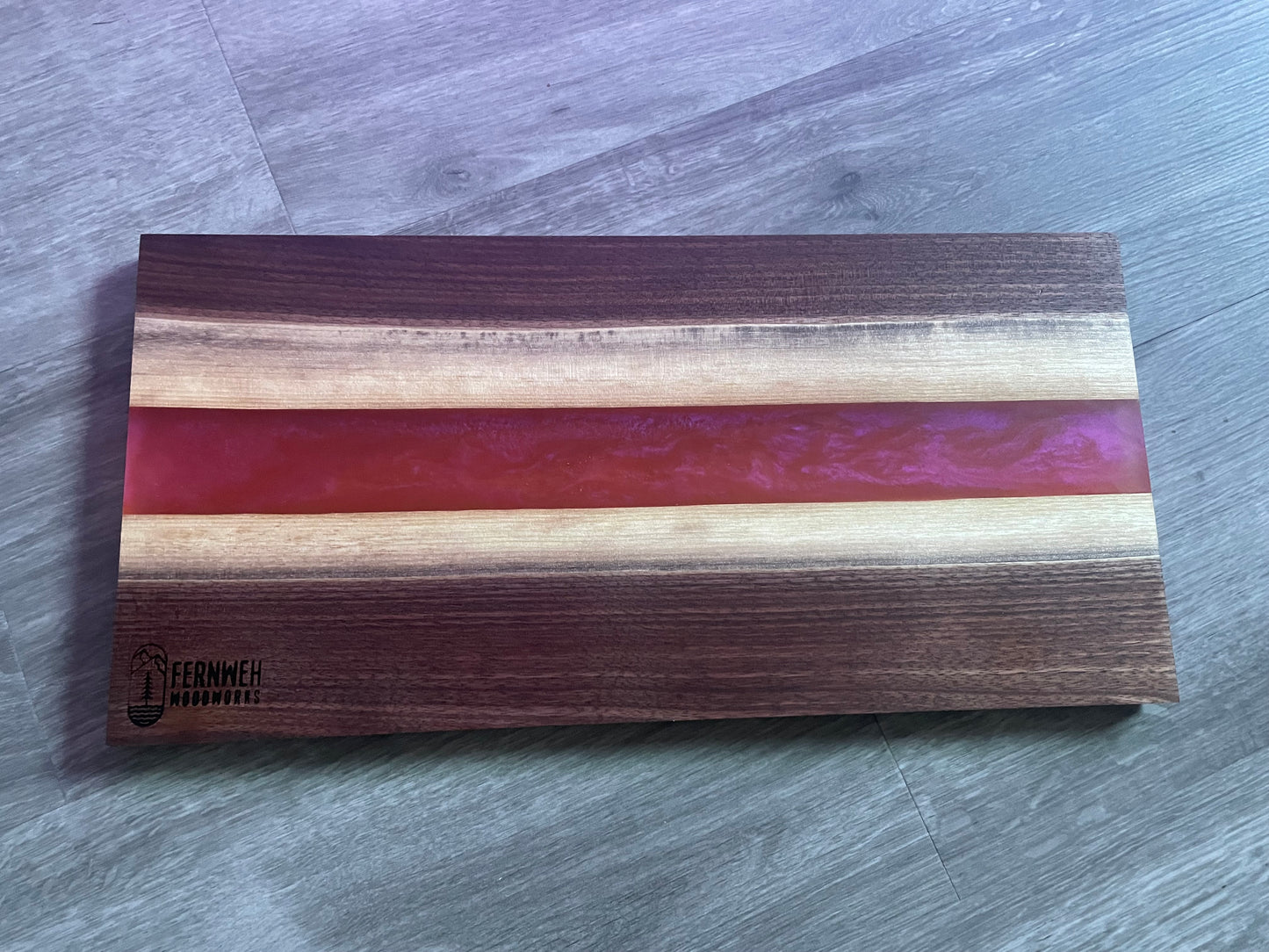 Walnut / Red Live Edge Resin Charcuterie Board