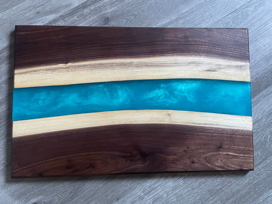 Walnut / Turquoise Live Edge Resin Charcuterie Board