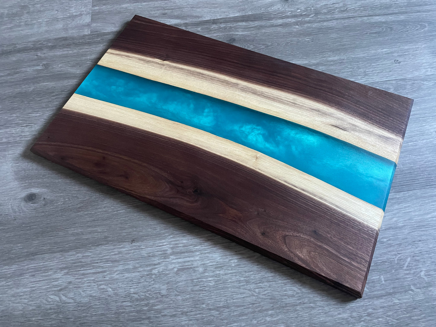 Walnut / Turquoise Live Edge Resin Charcuterie Board