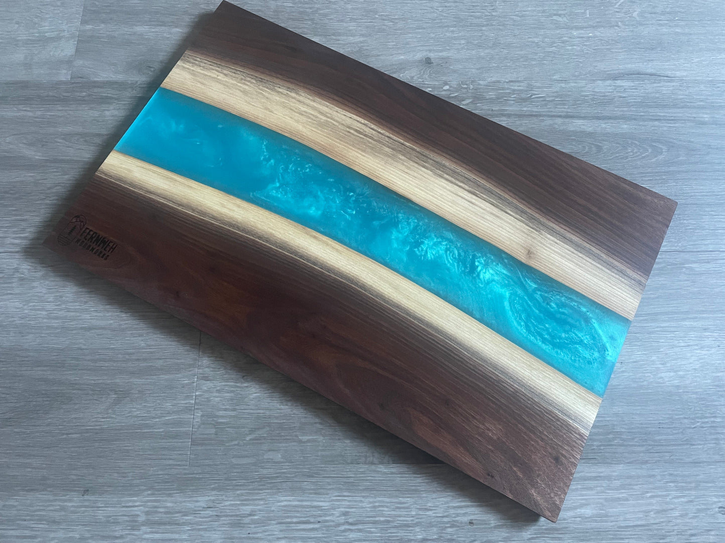 Walnut / Turquoise Live Edge Resin Charcuterie Board