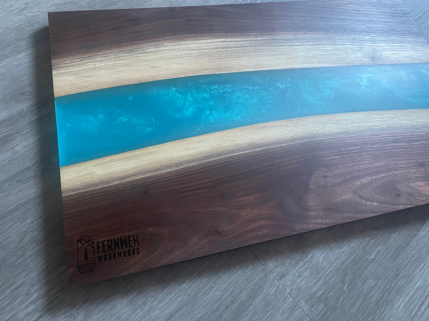 Walnut / Turquoise Live Edge Resin Charcuterie Board