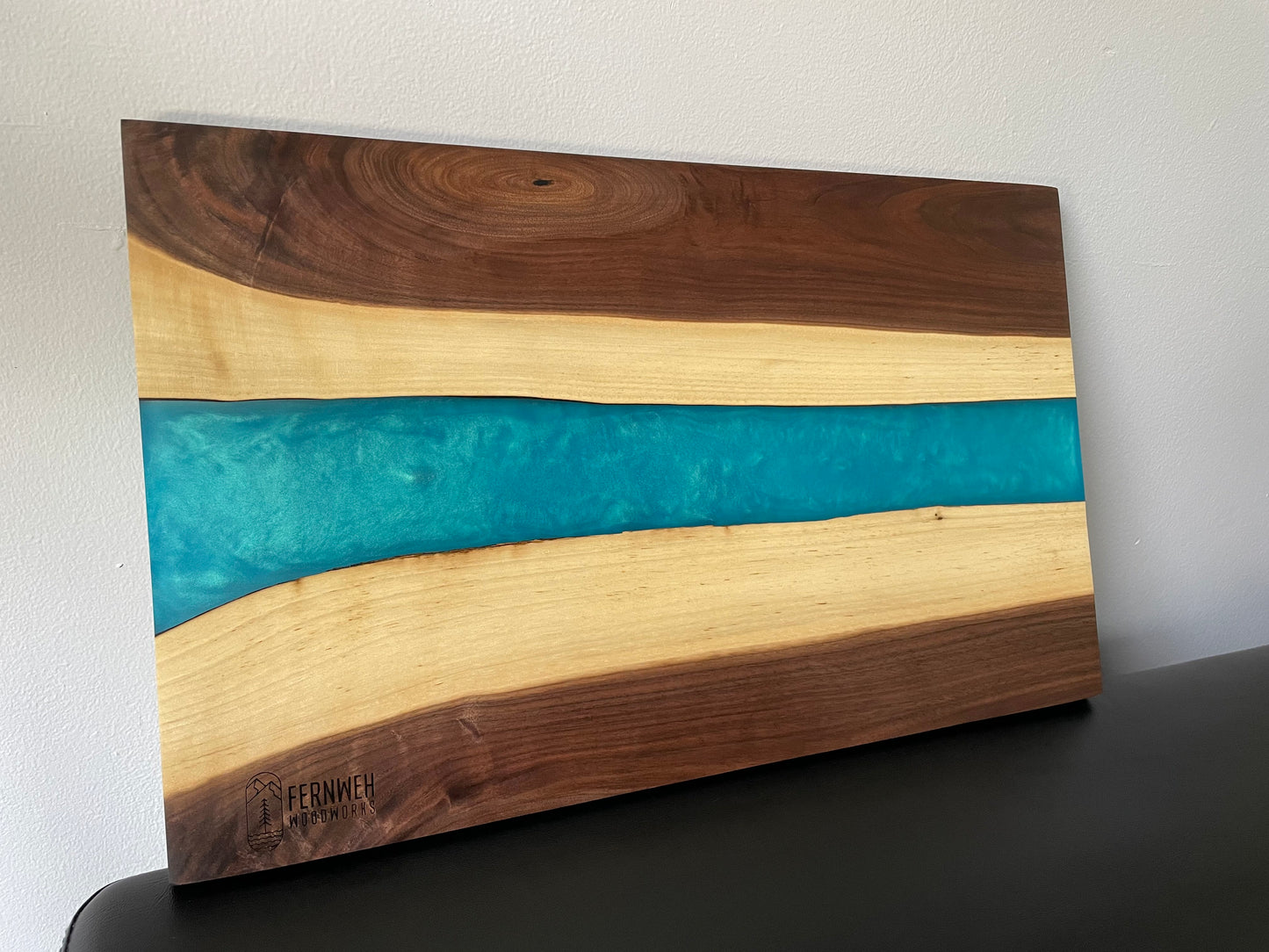 Walnut / Turquoise Live Edge Resin Charcuterie Board